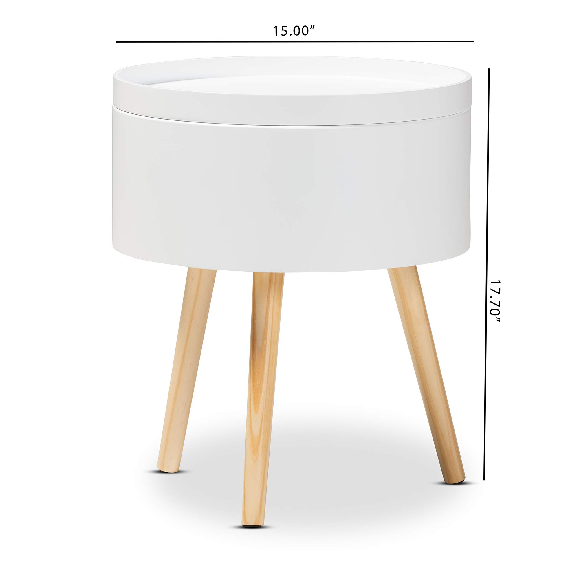 Baxton Studio Modern Nightstand - White Bedside Table with Drawer for Bedroom Furniture - Perfect for Small Spaces, Apartments & Guest Rooms