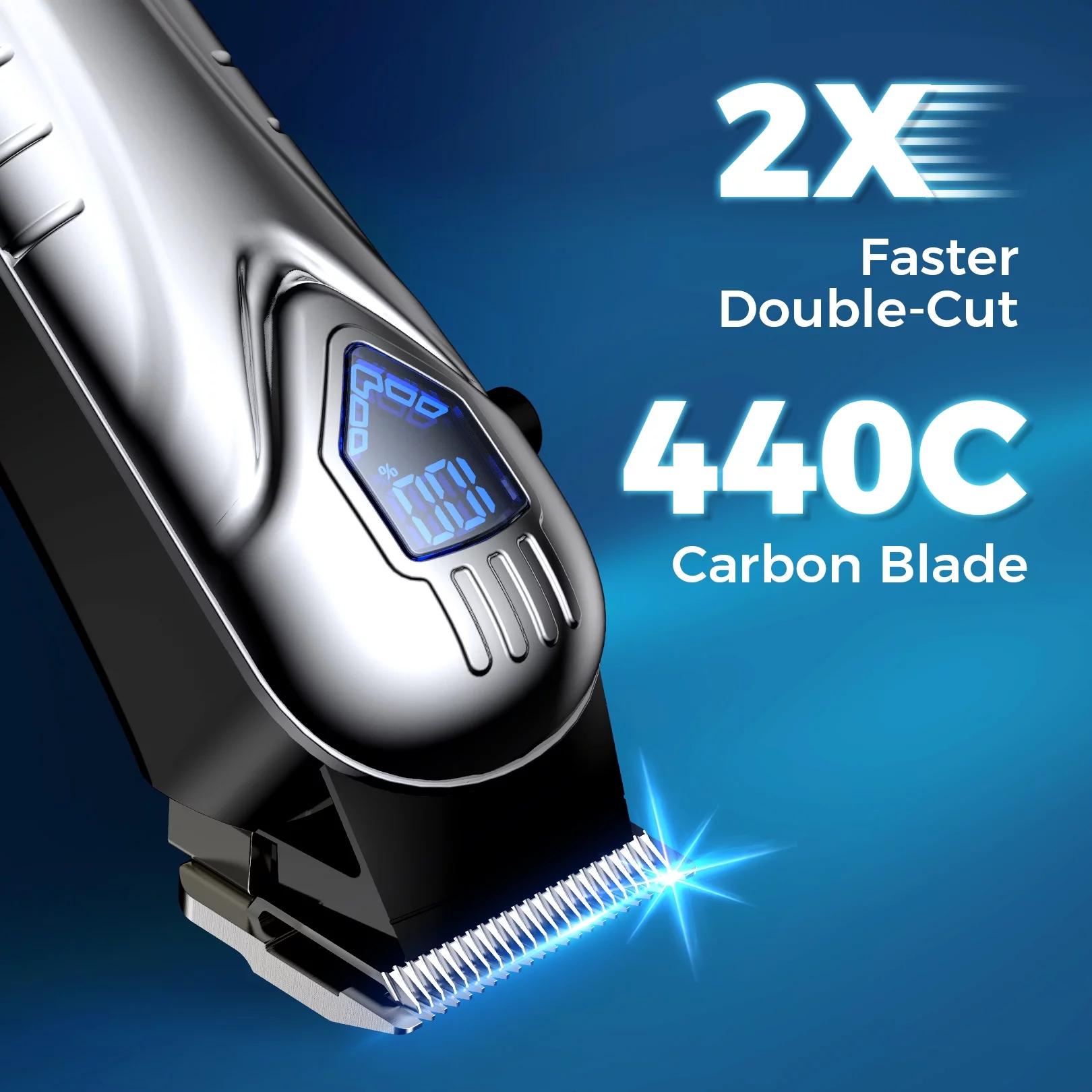 Mpow Professional Cordless Hair Clippers for Men & Women - Rechargeable Hair Trimmer with Battery Display, 10 Guide Combs & Barber Scissors - Perfect for Home Haircuts, Beard Trimming & Kids Grooming