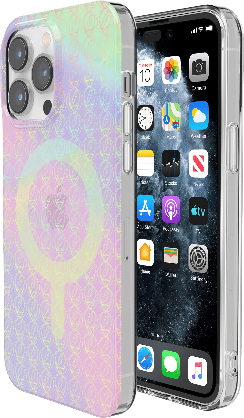 Casely iPhone 12 Pro Max Case - Rainbow Ripple Holographic Grateful Dead Design | Protective Phone Cover for iPhone 12 Pro Max | Perfect for Music Lovers & Festival Goers