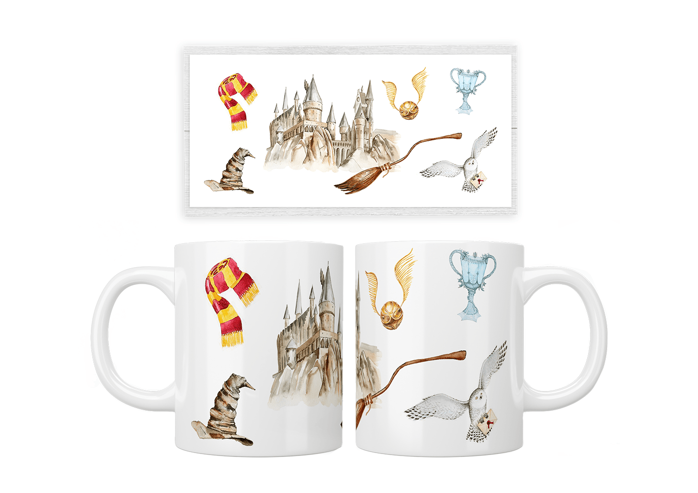 Harry Potter Hogwarts Castle Watercolor Mug - 11oz Ceramic Coffee Cup with Handle, Perfect for Tea, Hot Chocolate & Gifts - Great for Harry Potter Fans, Office Use & Cozy Home Decor