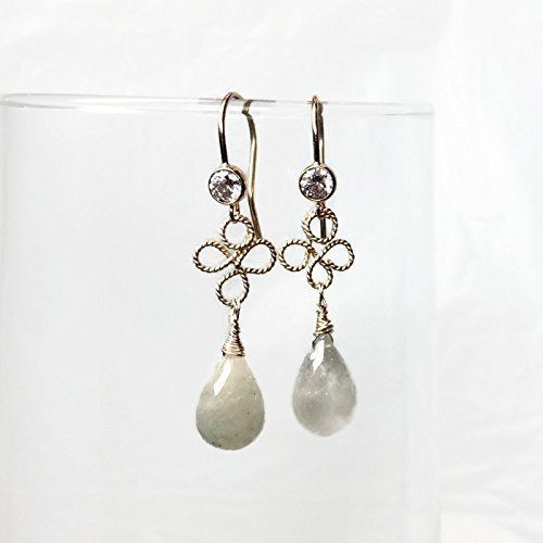 Natural White Sapphire Teardrop Earrings | Handmade Fine Jewelry Gift for Women | Elegant Dangle Earrings for Wedding, Anniversary & Special Occasions