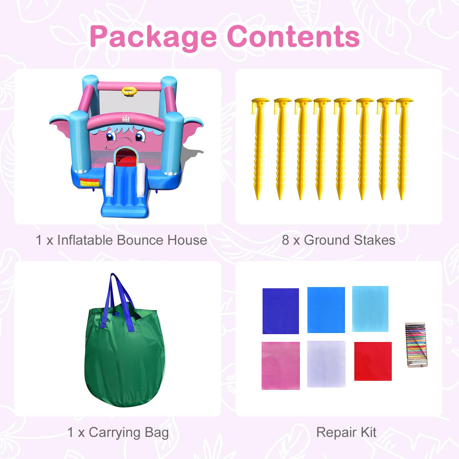 **Costzon Inflatable Bounce House for Kids - Elephant Theme Bouncy Castle with Basketball Rim, Indoor & Outdoor Play, Portable Toddler Jumping Toy for Backyard Birthday Parties & Family Fun**    *(Perfect for Birthday Celebrations, Backyard Playdates, and Outdoor Festivals!)*