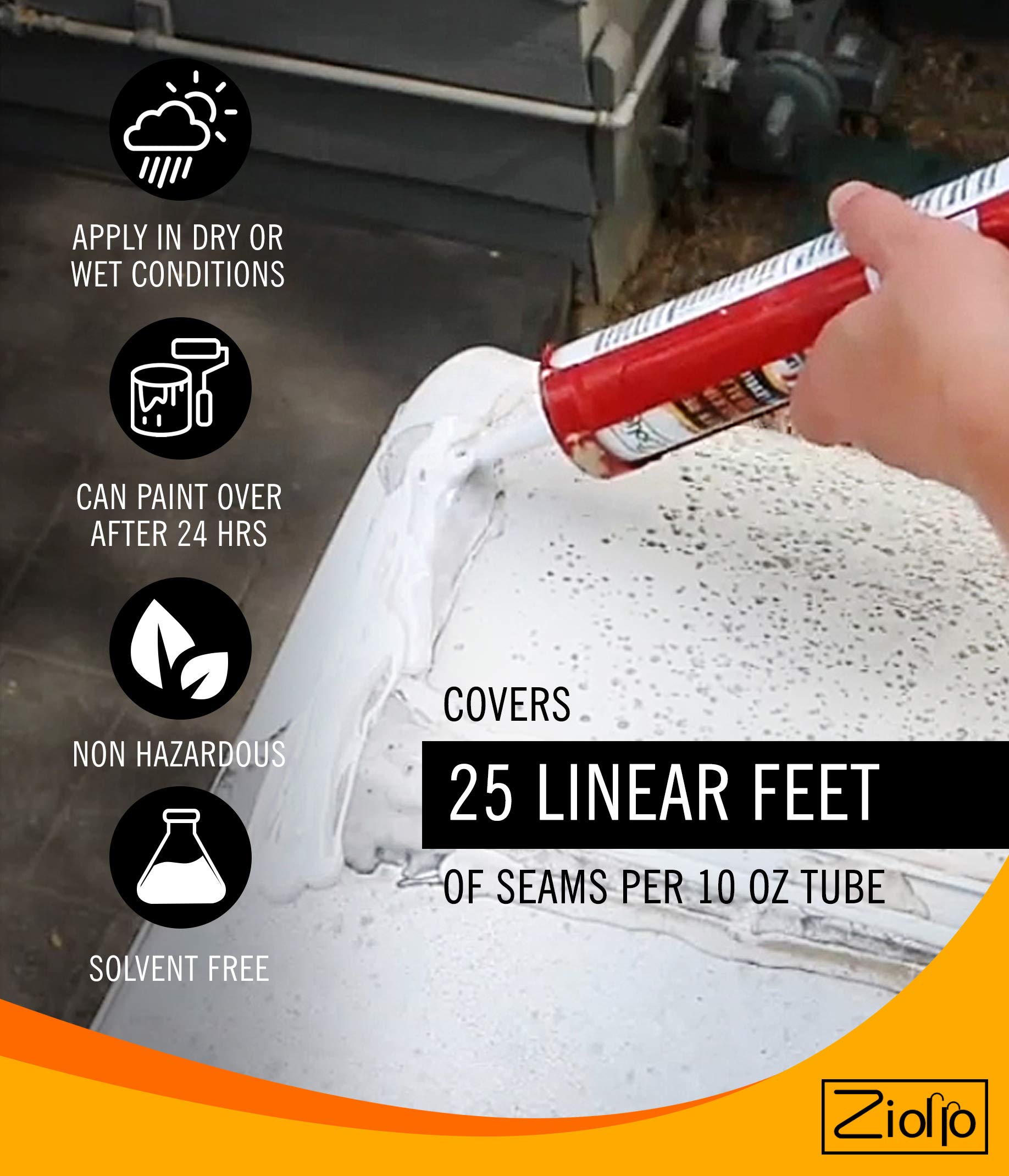 Ziollo RV Flex Repair Caulking Lap Sealant Kit - Self-Leveling EPDM Sealant for Rubber Roofs on Motorhomes, Trailers, Campers (1 Tape, 4 Tubes, 1G Can) - Waterproof Sealant for RV Roof Repair, Leak Prevention & Maintenance