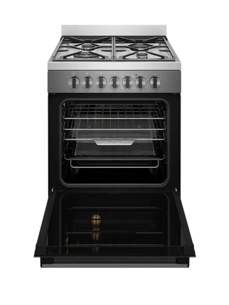 Westinghouse WFE616DSC 60cm Dual Fuel Freestanding Range with AirFry Technology | Dark Stainless Steel | Gas & Electric Oven Combo | Perfect for Home Kitchens & Small Restaurants