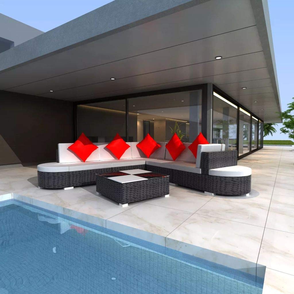 8-Piece Outdoor Patio Furniture Set - All-Weather Poly Rattan Sofa Sectional with Cushions & Coffee Table - Perfect for Backyard, Garden, Poolside & Patio Relaxation