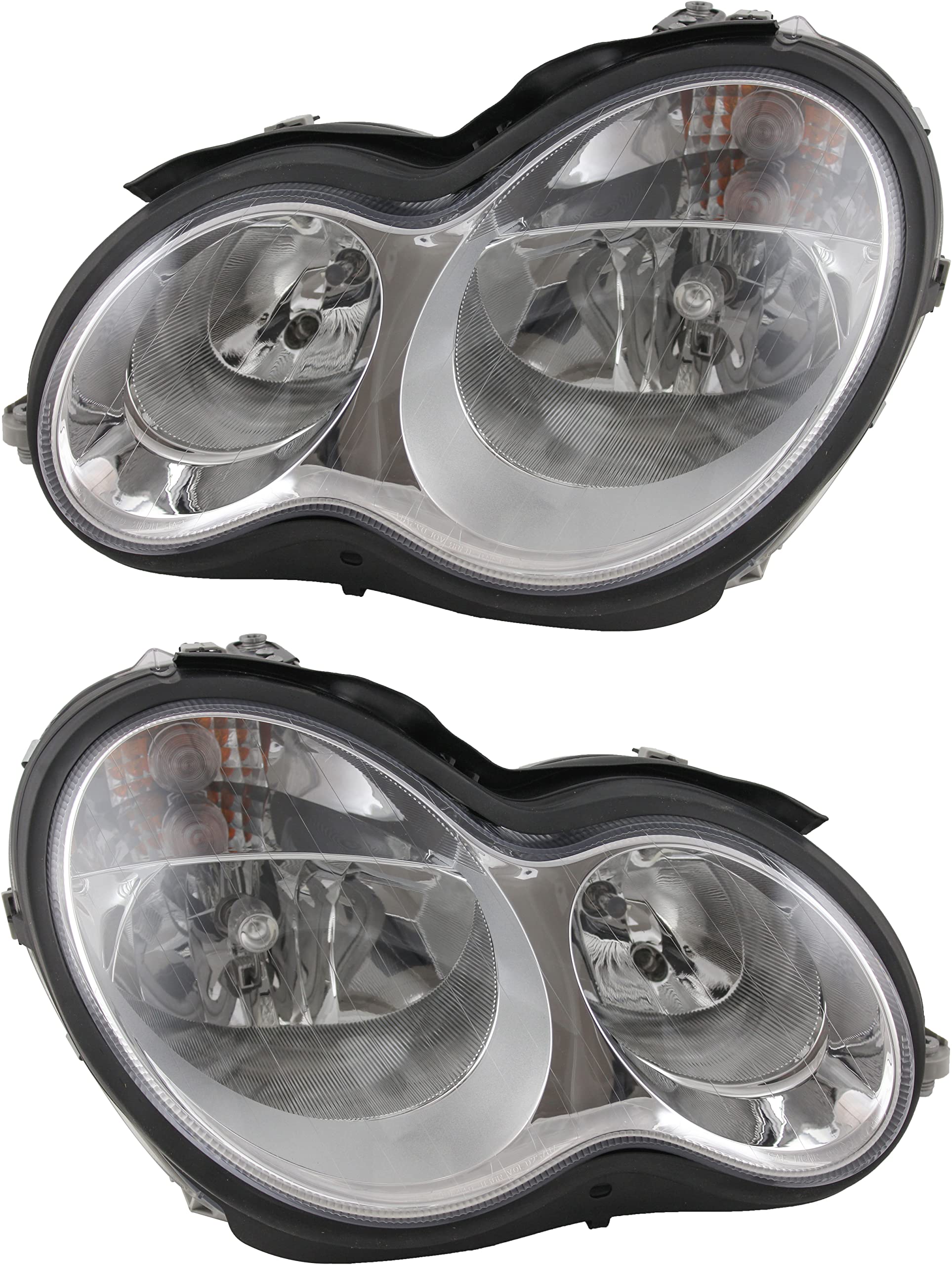 Mercedes Benz C Class Headlights Replacement Set - Halogen Headlamps for 2005 2006 2007 Models (Driver & Passenger Side) | Perfect for Night Driving & Auto Restoration Projects