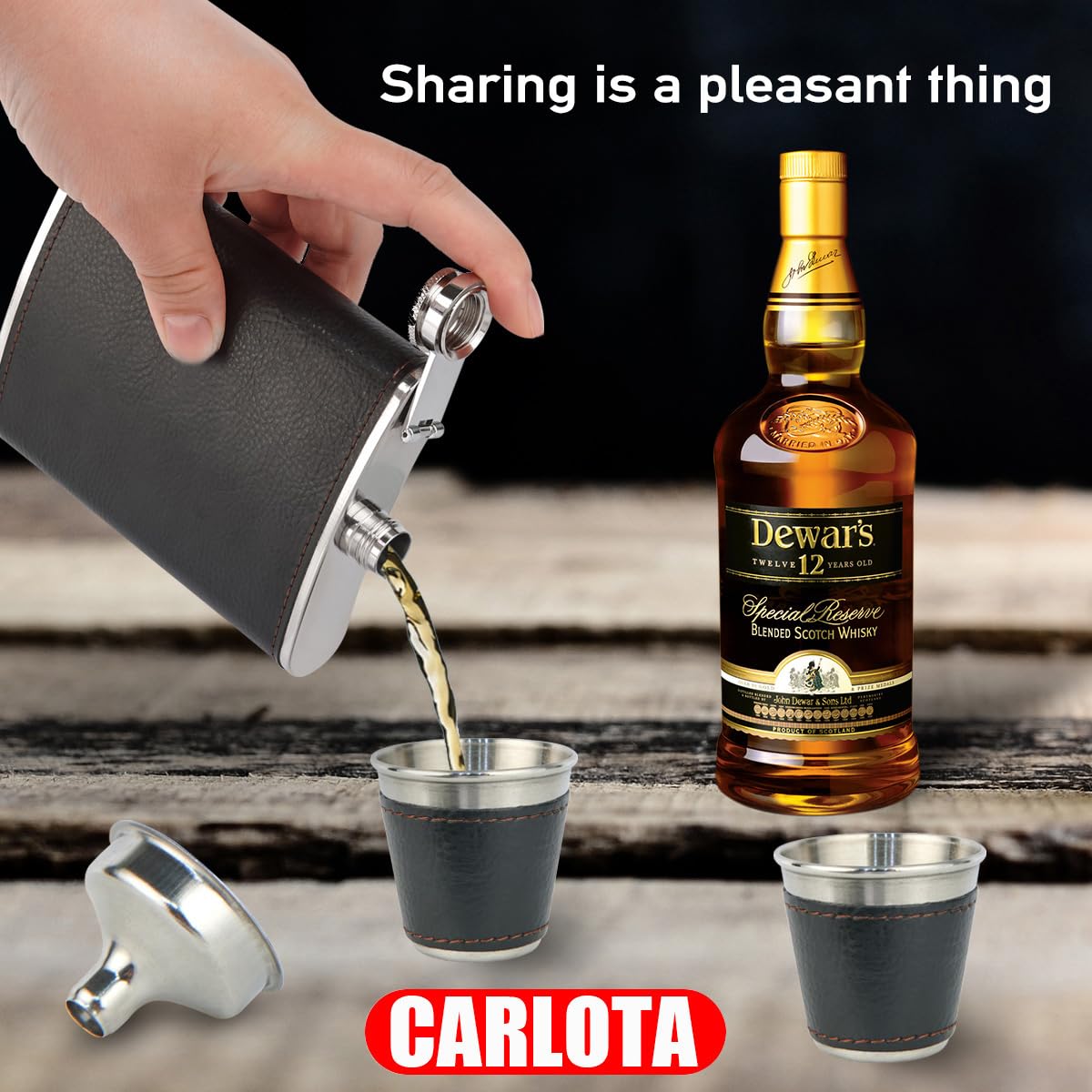 Premium Leather Wrapped Stainless Steel Flask Gift Set - 8oz Hip Flask with 2 Shot Glasses & Funnel - Perfect for Whiskey, Bourbon & Liquor - Great for Camping, Travel & Outdoor Adventures
