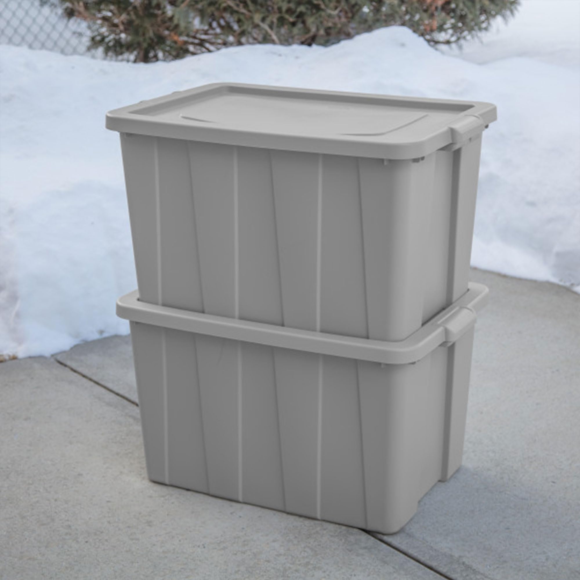 Sterilite 4-Pack 30 Gallon Heavy Duty Storage Totes with Lids - Stackable Plastic Bins for Home Organization, Garage Storage & Moving Supplies - Durable Containers for Clothes, Toys & Seasonal Items