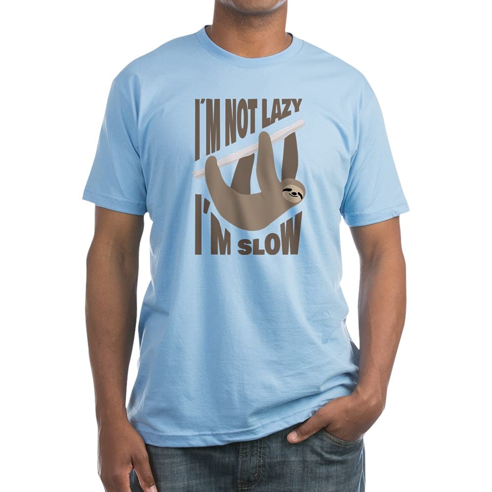 Funny Men's Fitted T-Shirt - 'I'm Not Lazy I'm Slow' Slogan Tee | Comfortable Cotton Casual Wear for Relaxing & Lounging at Home