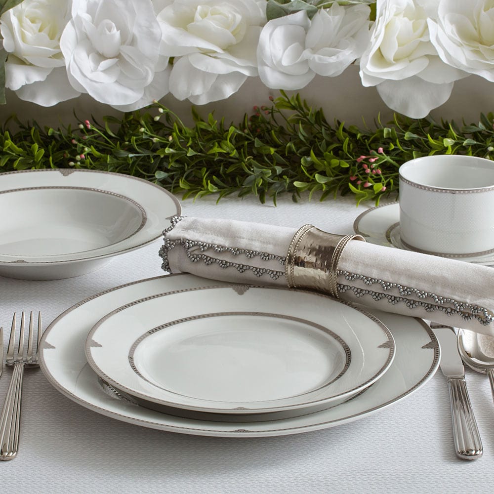 Regent Bead 40-Piece Dinnerware Set - Service for 8 People, Porcelain Dish Set for Formal Dining, Entertaining & Everyday Use