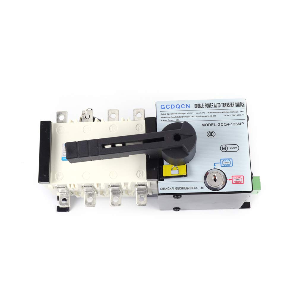 4P 100A Automatic Changeover Switch 110V/230V Dual Power Transfer Switch - Lighting Circuit & Office Use for Buildings, Shopping Malls, Banks (Ideal for Backup Power & Emergency Lighting Systems)