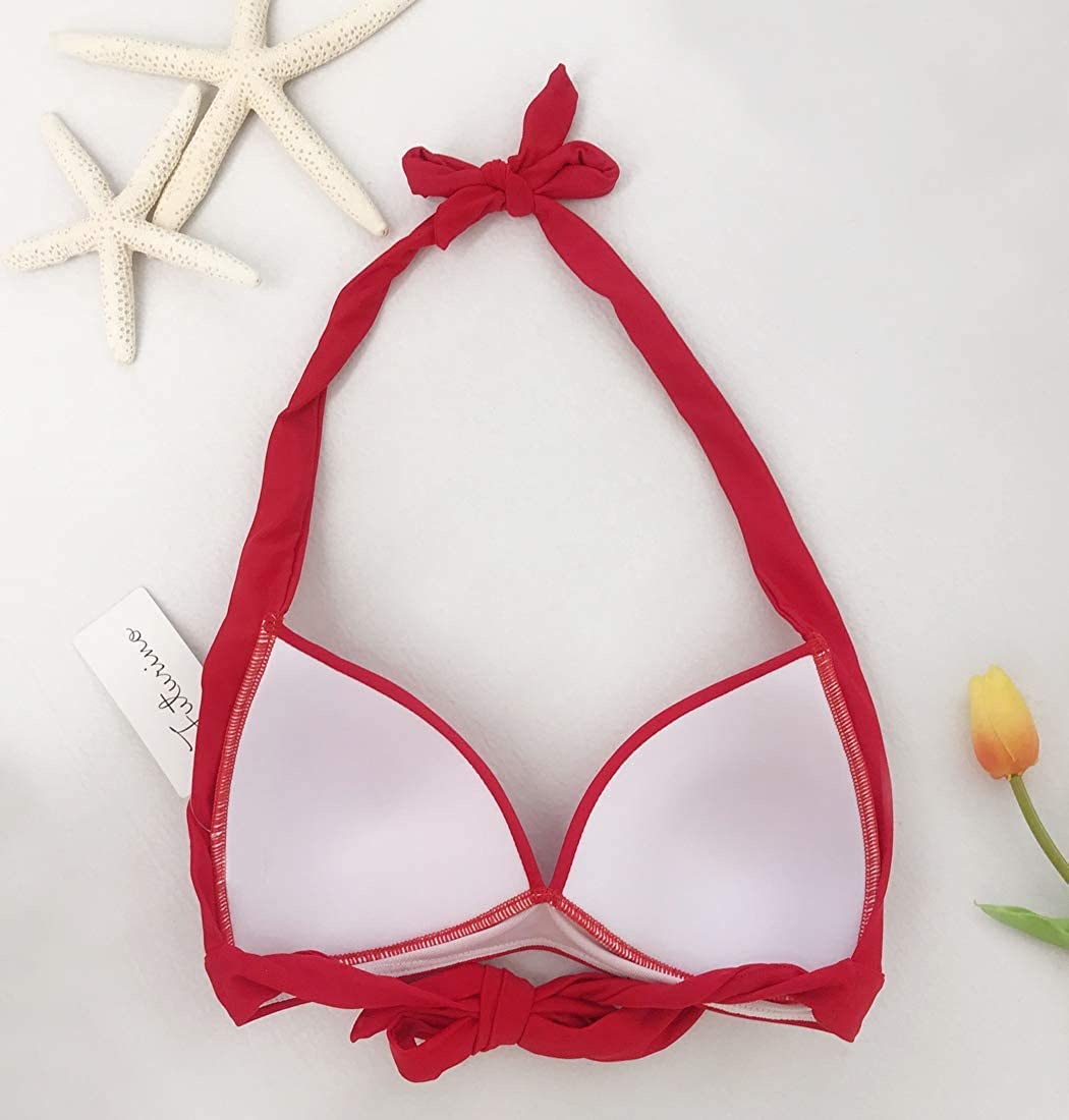 Vintage 50s Plaid Halter Bikini Top for Women - Retro Swimwear with Adjustable Ties | Perfect for Beach Vacations, Pool Parties & Summer Fashion