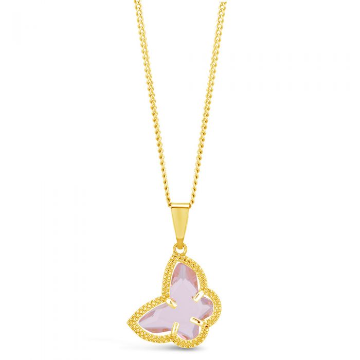 9ct Gold Filled Pink Butterfly Pendant Necklace - Elegant Jewelry Gift for Women, Perfect for Valentine's Day, Anniversary & Special Occasions