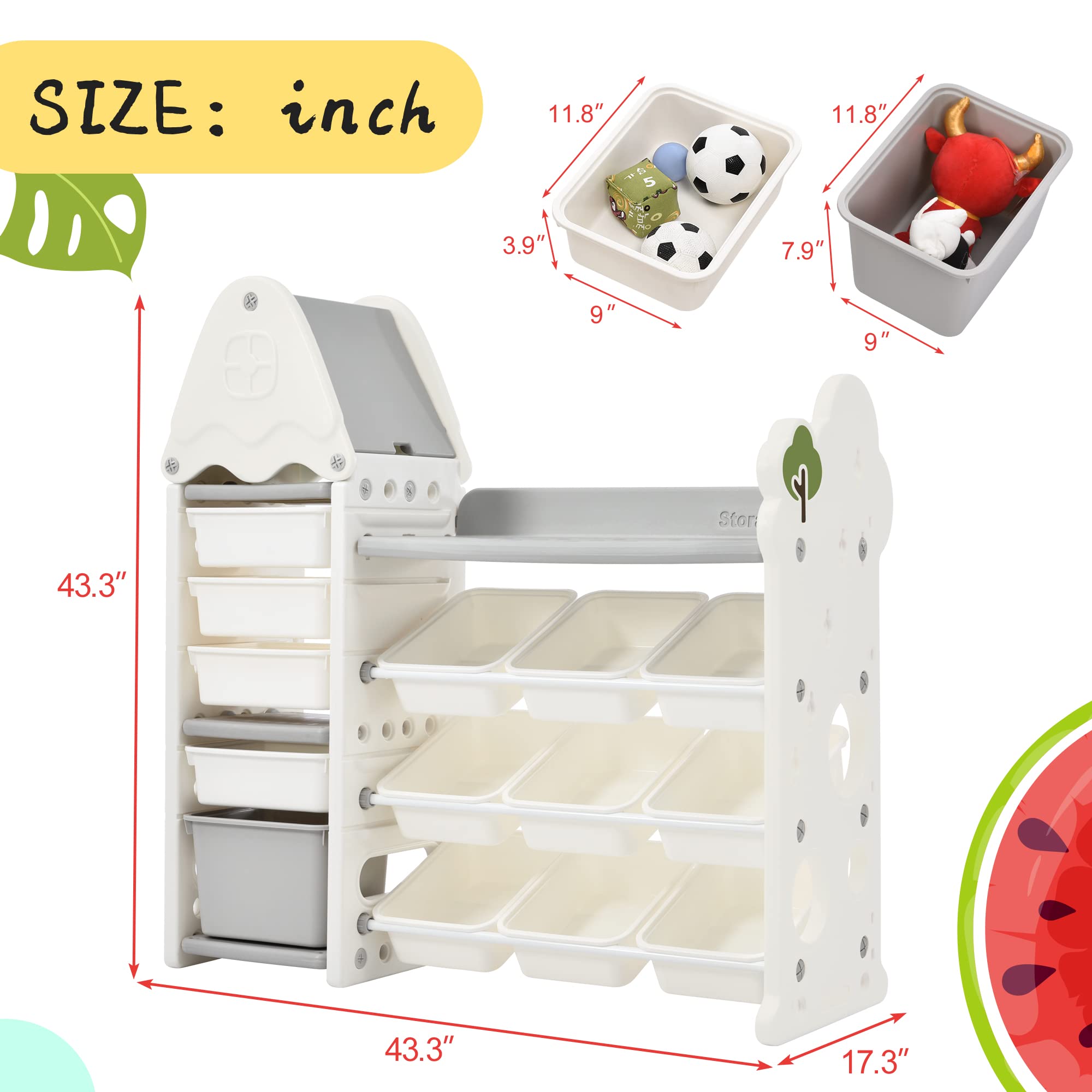 14-Bin Kids Toy Storage Organizer - Multifunctional Nursery Organizer & Toy Cabinet with HDPE Shelves | Perfect for Playroom, Bedroom & Living Room Toy Organization