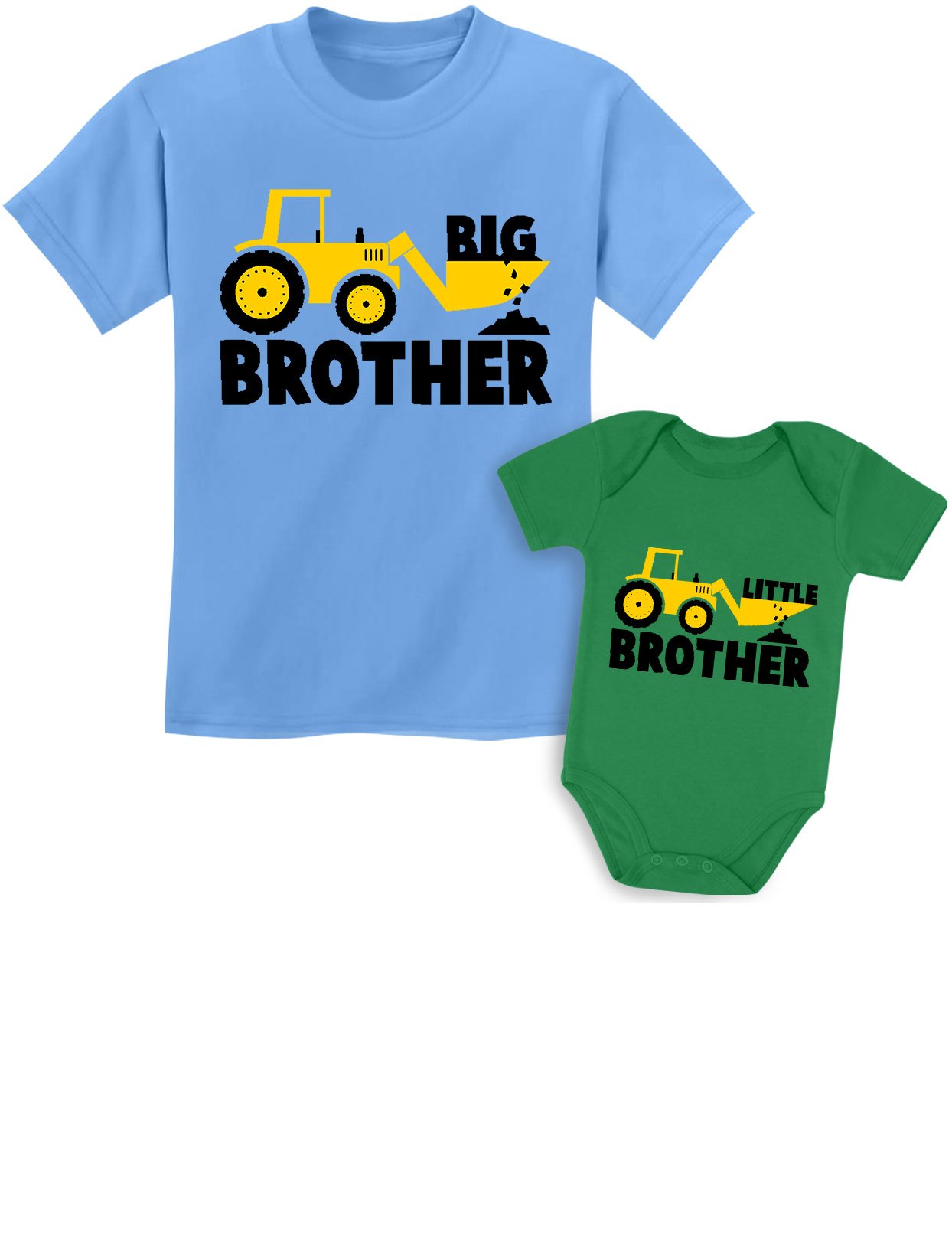 Big Brother Little Brother Matching Tractor Shirt Outfits - Cute Baby Boy Clothes Set for Siblings Photo Shoots & Family Events
