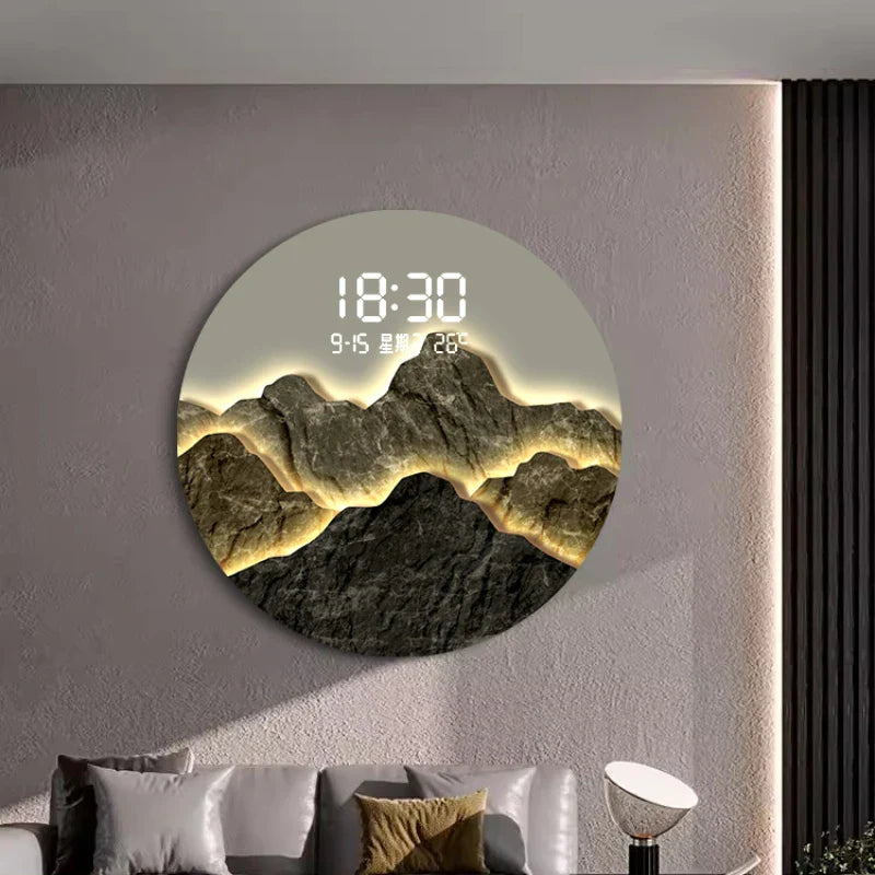 Nordic Wall Clock - Modern Minimalist Wooden Round Wall Clock for Living Room, Bedroom, Office - Silent Non-Ticking Quartz Movement - Perfect Home Decor Gift (12 inch)
