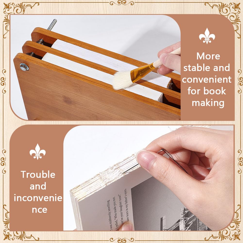 BENECREAT 11.2x7.7 Inch Wooden Book Press - Portable Bookbinding Machine with Iron Nut for DIY Book Repair, Scrapbooking & Journal Making - Perfect for Home, School & Office Craft Projects