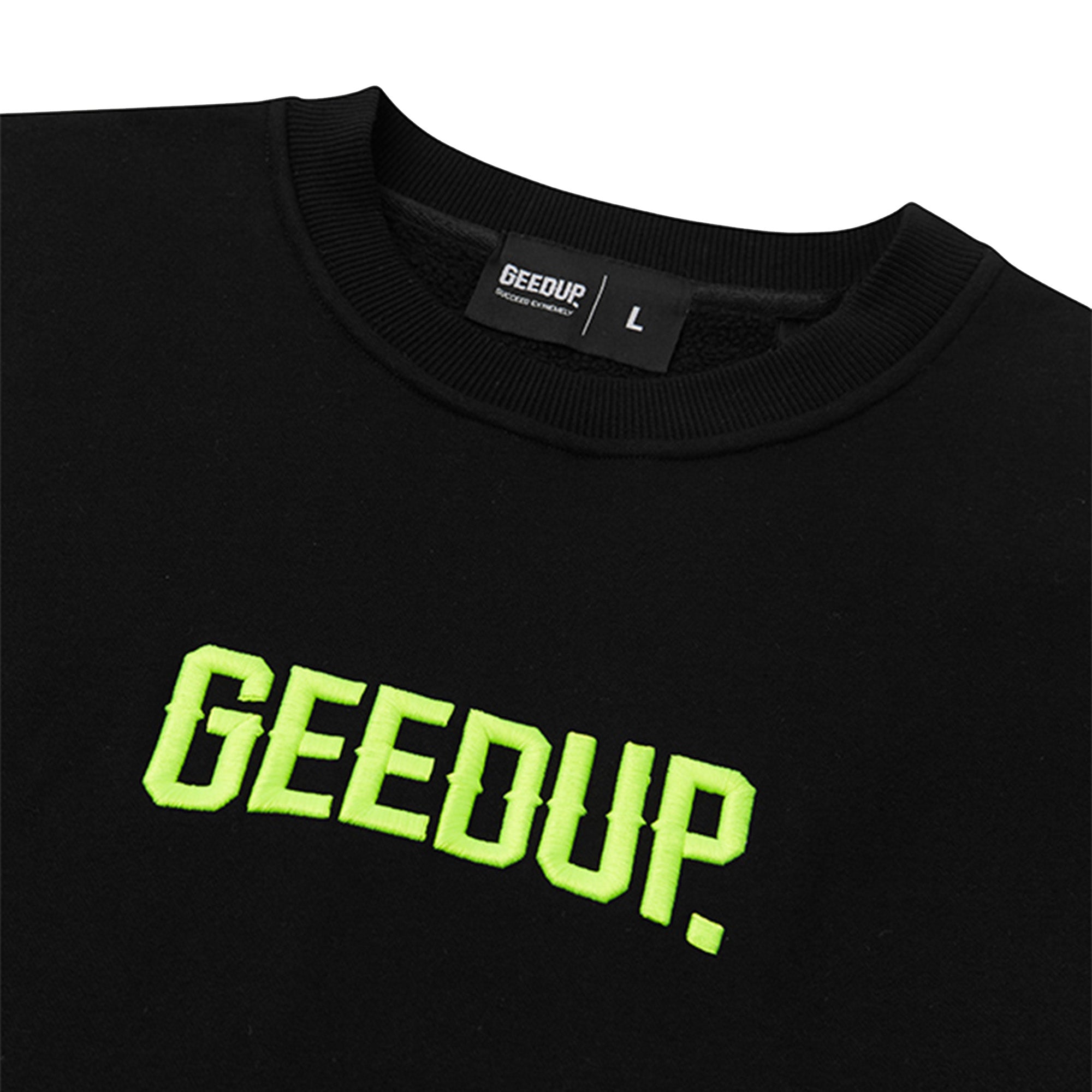 Geedup Always Neighbourhood Crewneck Sweatshirt - Black & Hyper Yellow | 2024 Edition | Streetwear Fashion for Men & Women | Casual Wear, Gym, Outfits