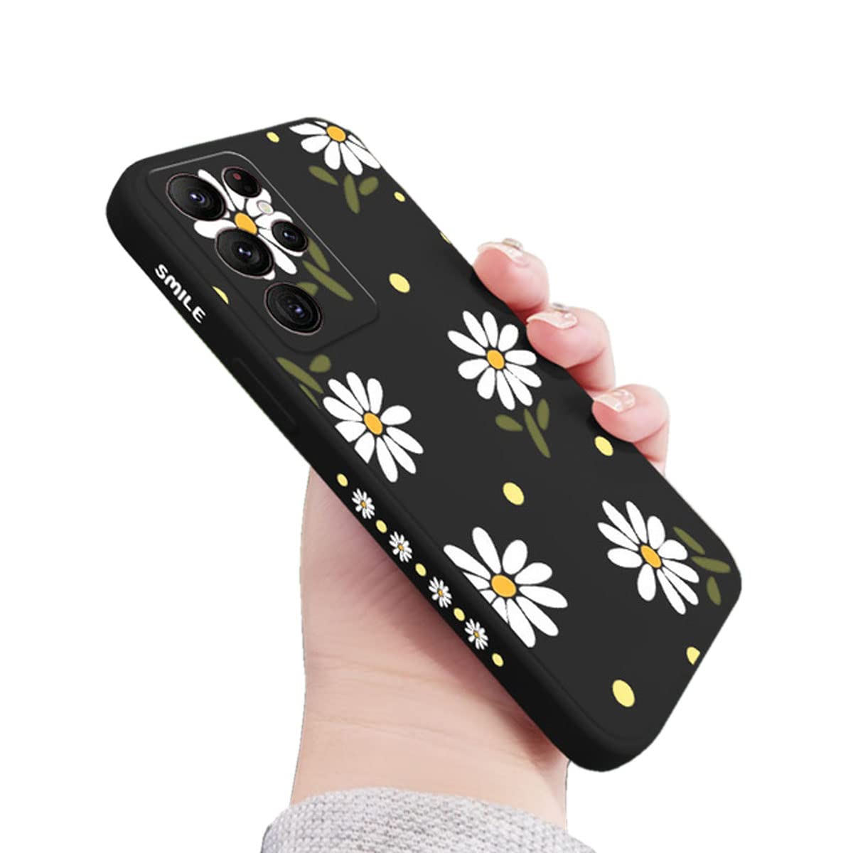 Cute Daisy Pattern Shockproof TPU Bumper Case for Samsung Galaxy S21 Ultra 5G (6.8