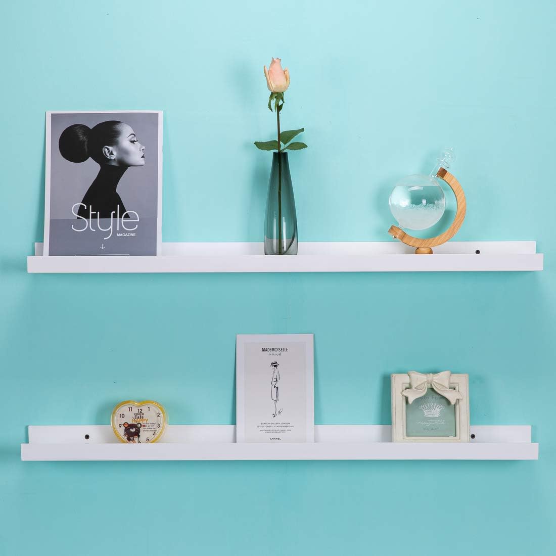 AZSKY Floating Picture Shelves Set of 2 - 36 Inch Modern Wall Mounted Picture Ledge for Home Decor - Includes Mounting Hardware - Perfect for Displaying Photos, Artwork and Collectibles in Living Room, Bedroom or Office