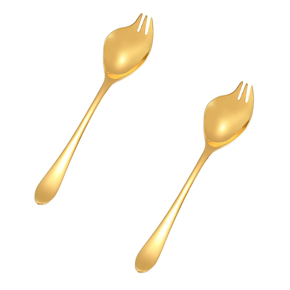 Luxshiny 2-Piece Stainless Steel Salad Serving Set - Dual Purpose Spoon & Fork for Fruit, Dessert, Party Tableware - Perfect for Dinner Parties, Picnics, and BBQ Gatherings