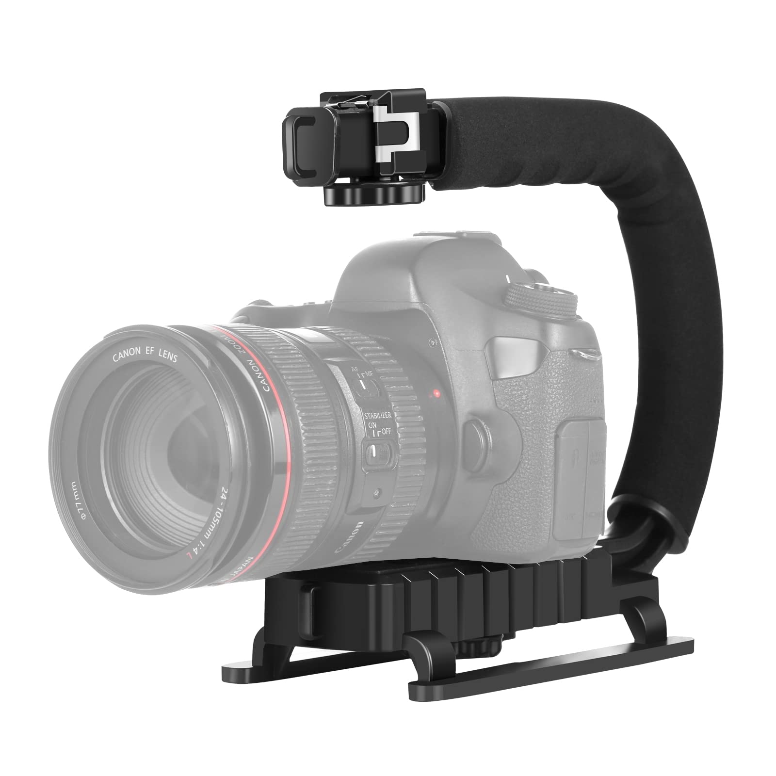 PULUZ U/C Shape Handheld Video Stabilizer with Cold-Shoe Mount - Compatible with DSLR, Action Camera, Camcorder & Smartphones - Perfect for Vlogging, Travel Filming and Smooth Video Recording