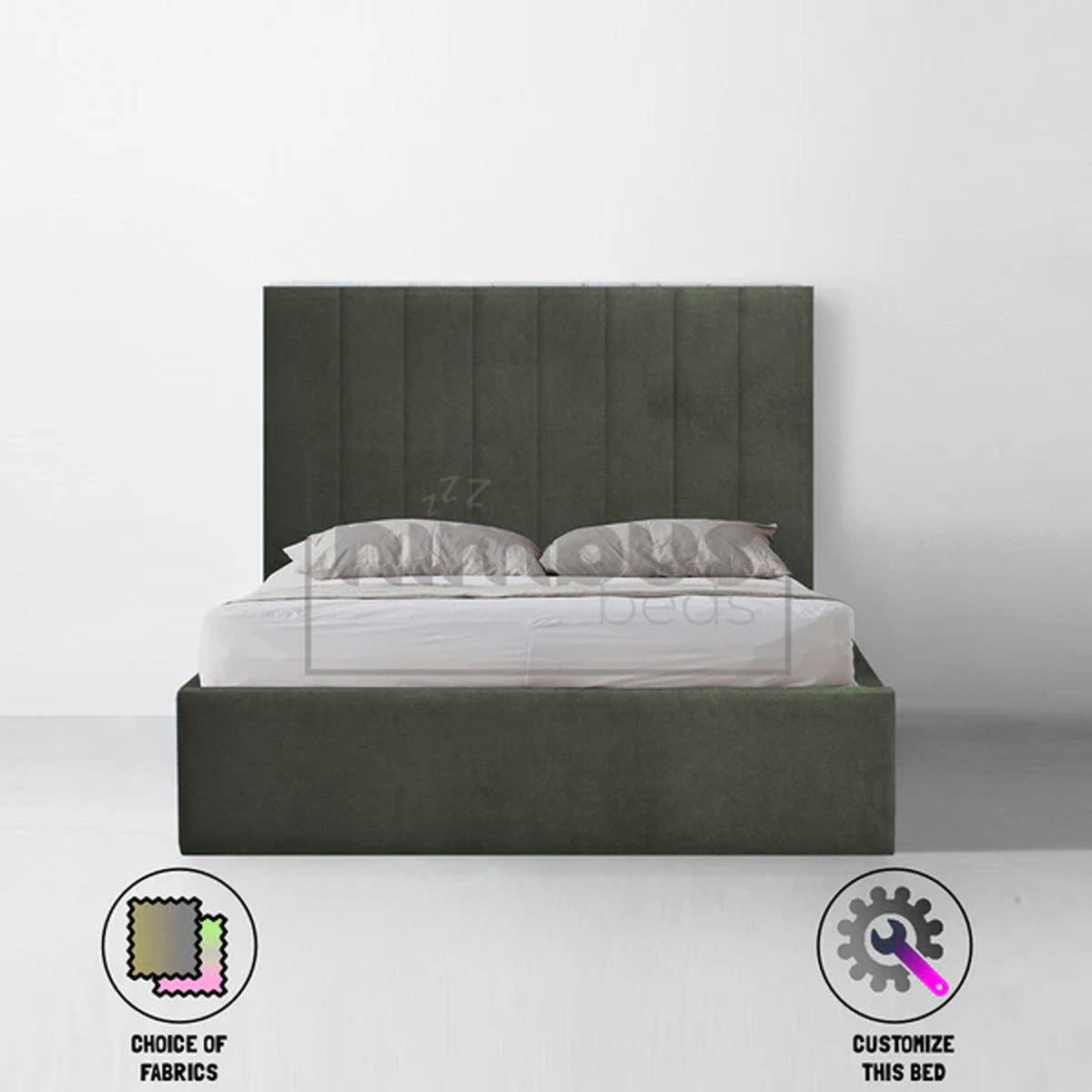 Vertical Panel Bed Frame - Modern Queen Size Bed with Sturdy Metal Frame & Easy Assembly - Perfect for Small Spaces, Apartments & Guest Rooms