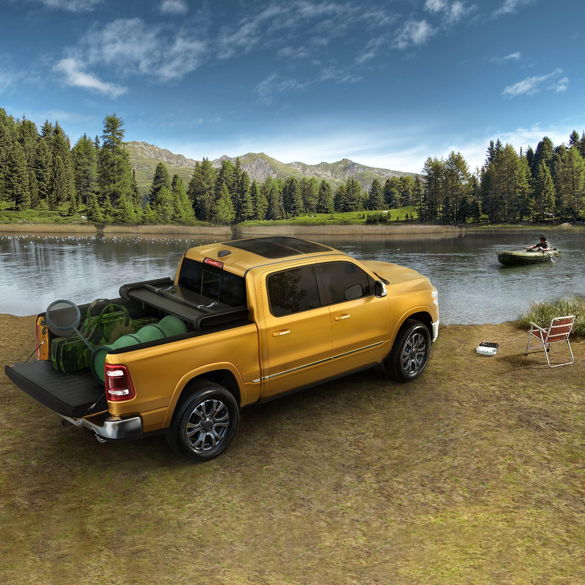 YITAMOTOR Soft Tri-Fold Truck Bed Tonneau Cover for 2014-2018 Chevy Silverado & GMC Sierra 1500 Fleetside 5.8 ft Bed - Waterproof & Durable Pickup Truck Accessory for Cargo Protection & Improved Fuel Efficiency