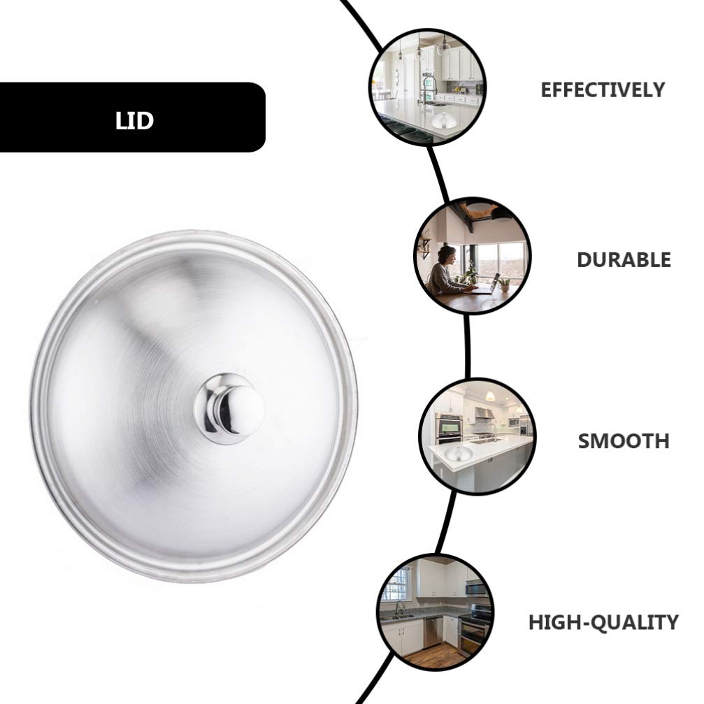 Universal Stainless Steel Pot Lid Cover - Hemoton Dome Kitchen Pan Cover for Frying Pans, Woks & Hot Pots | Durable Replacement Lid for Cooking, Steaming & Basting