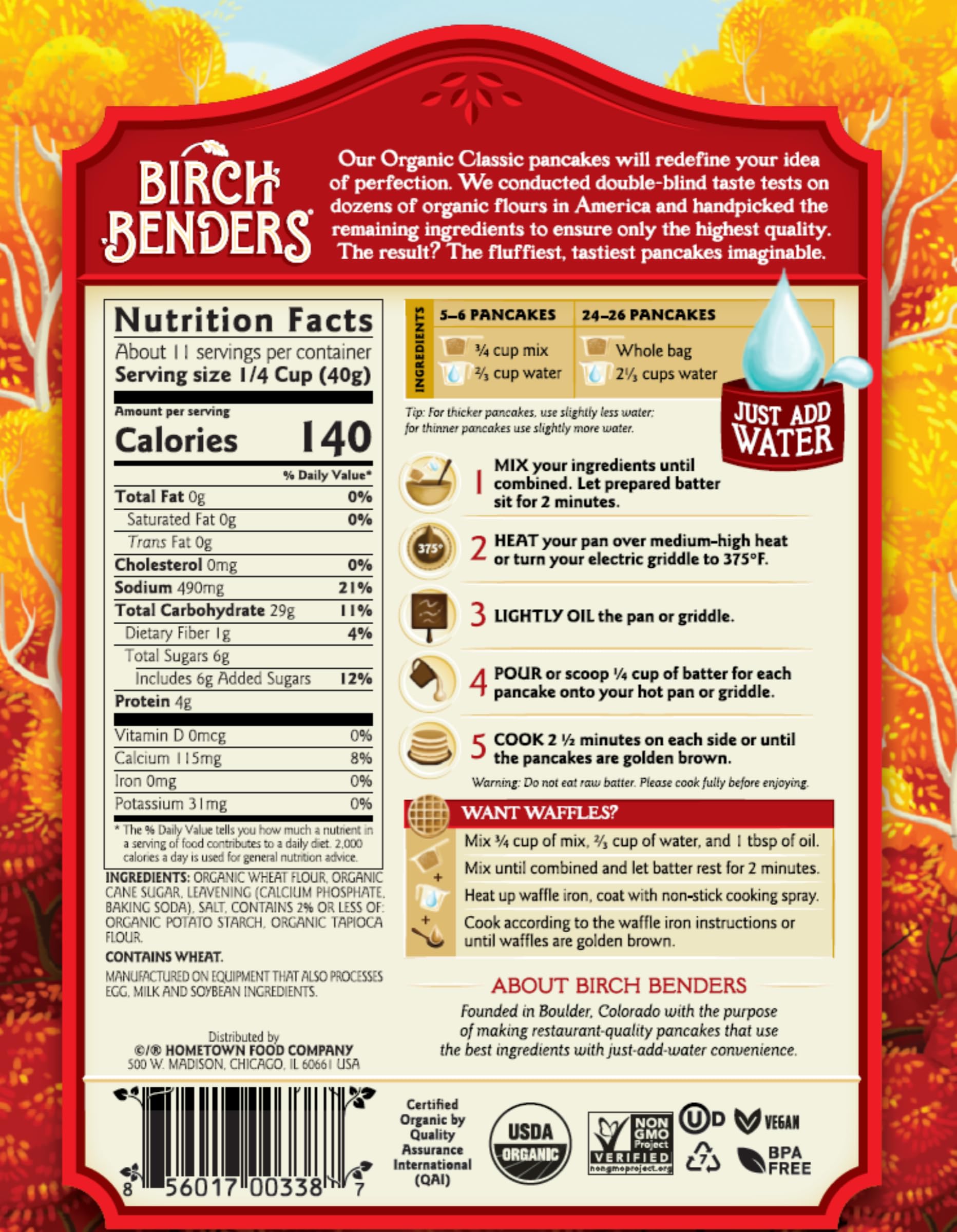 Birch Benders Organic Classic Pancake & Waffle Mix - 16oz (2 Pack) | Non-GMO, Keto-Friendly Breakfast Mix | Perfect for Family Brunch, Camping & Quick Morning Meals