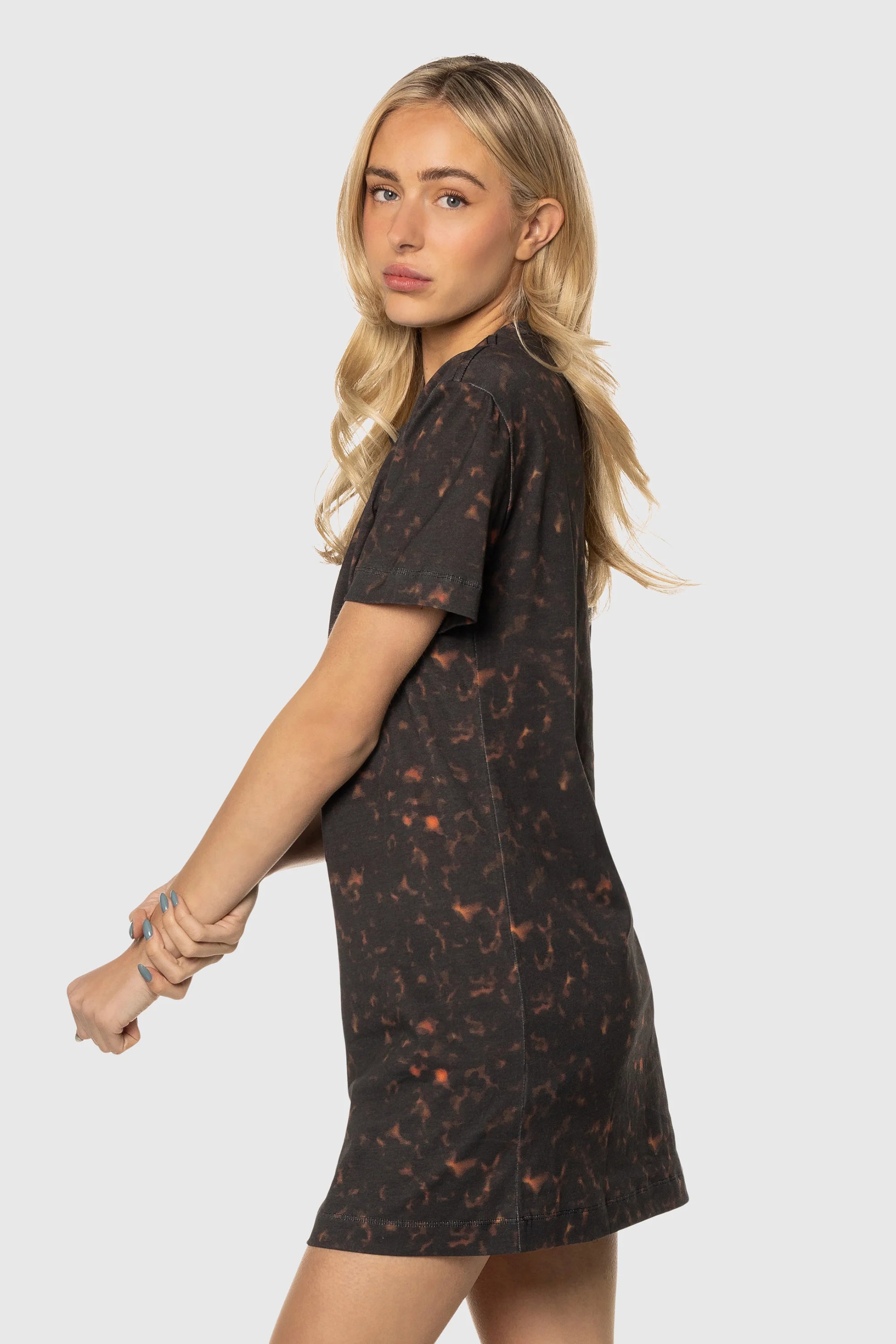 Women's Tee Dress with Speckle Print - Casual Summer T-Shirt Dress for Beach, Vacation & Everyday Wear