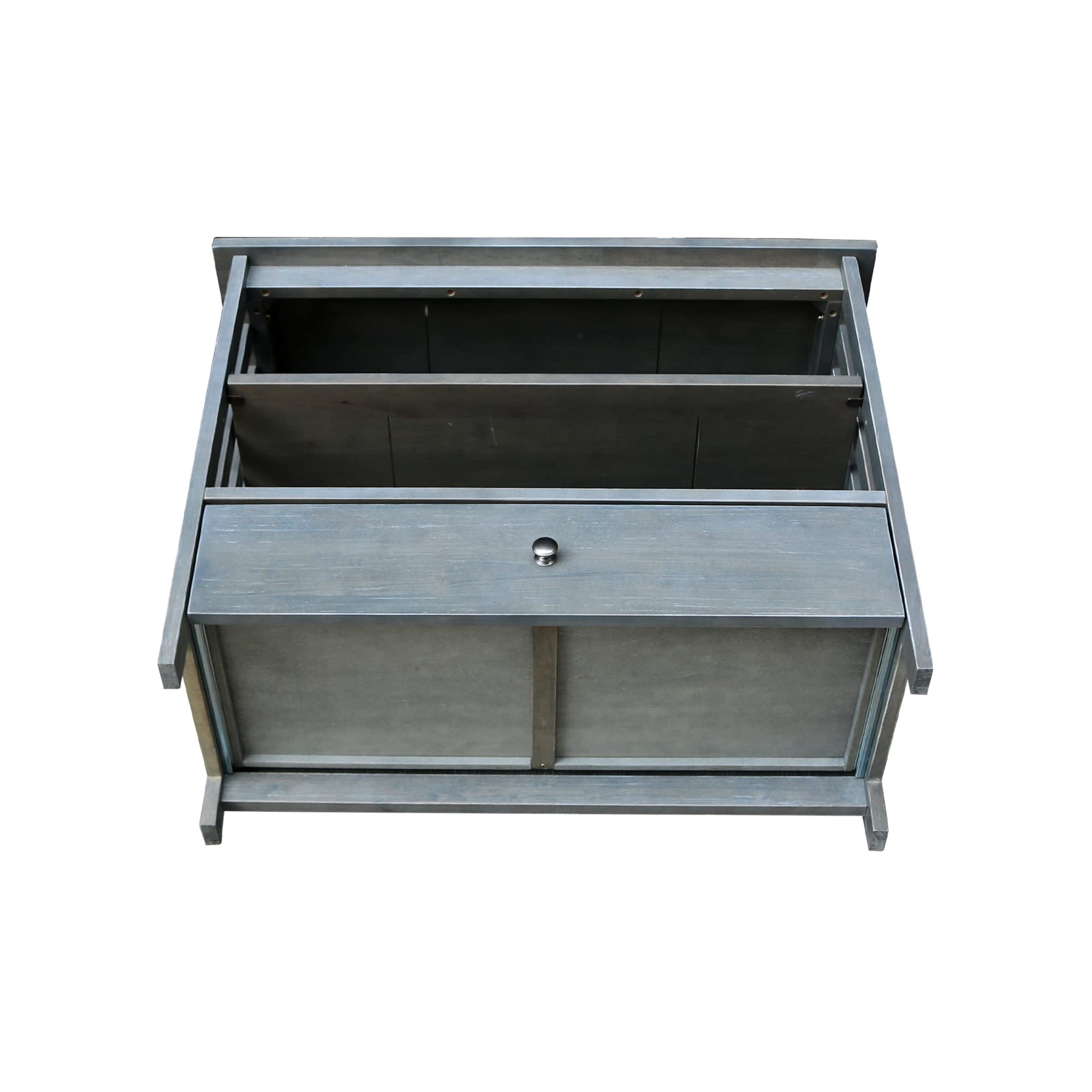 IC International Concepts Mission Corner TV Stand for 27-Inch TVs - Space Saving Wooden TV Cabinet with Sturdy Construction - Heather Grey Antique Washed Finish - Perfect for Small Living Rooms, Bedrooms & Apartments