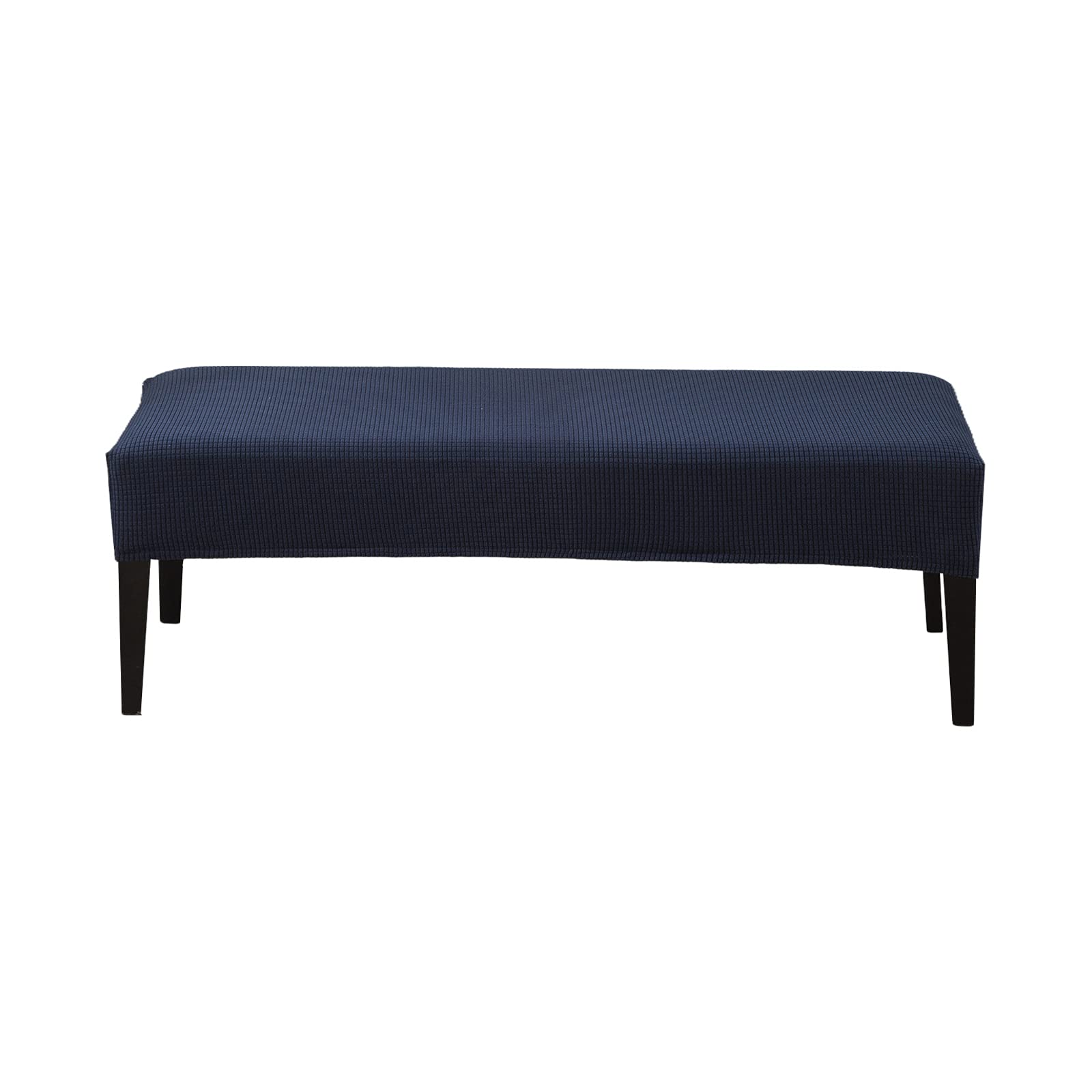 Stretch Jacquard Spandex Bench Slipcover - Thick Non-Slip Upholstered Dining Room Bench Cover with Security Straps, Rectangular Furniture Protector for Bedroom & Living Room (Navy Blue) - Perfect for Dining Sets, Sofa Benches, and Home Decor