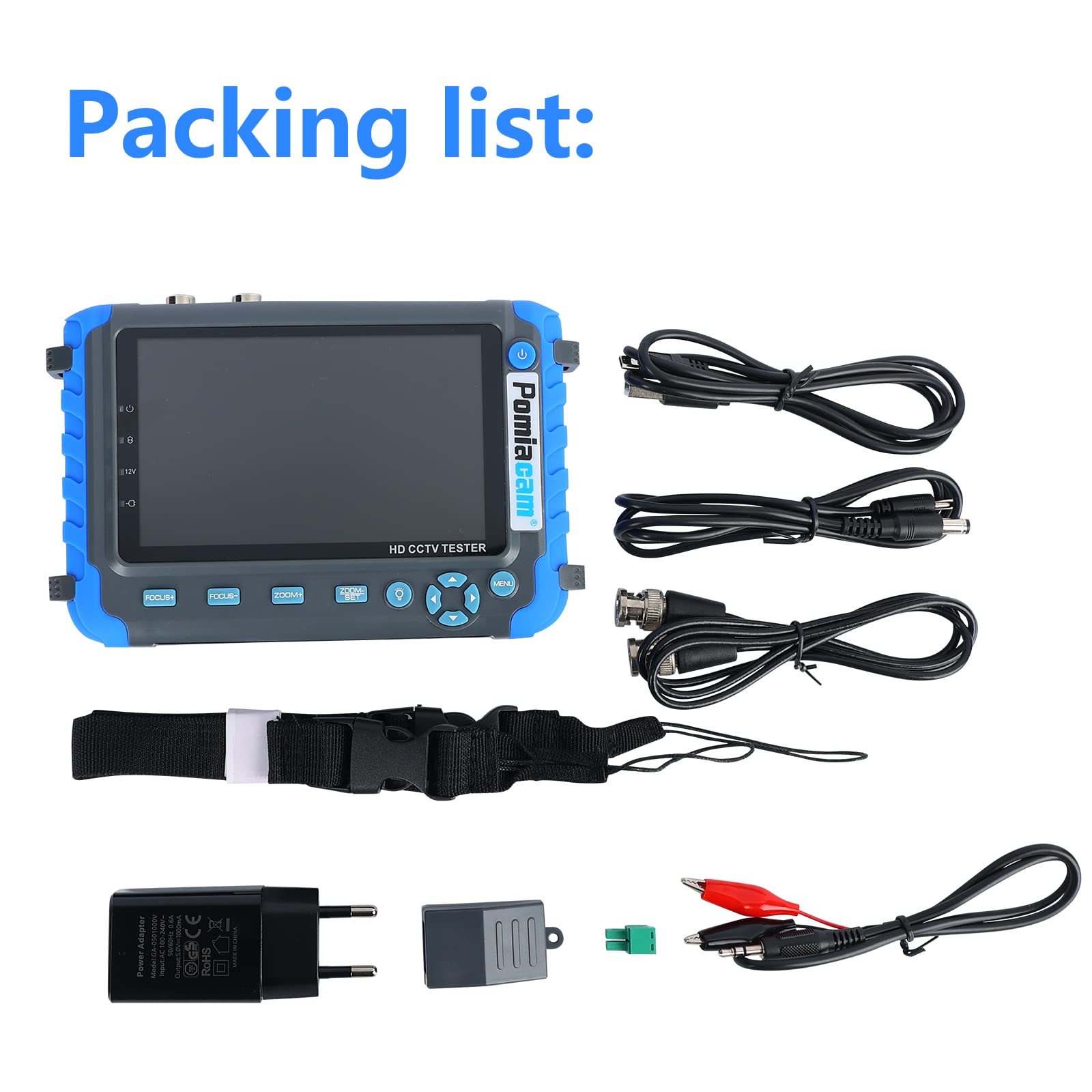 HD Coaxial CCTV Camera Tester - 5inch Screen Monitor for 8MP CVBS/AHD/TVI/CVI 4-in-1 Video Testing with PTZ Controller | Security System Installation & Maintenance Tool