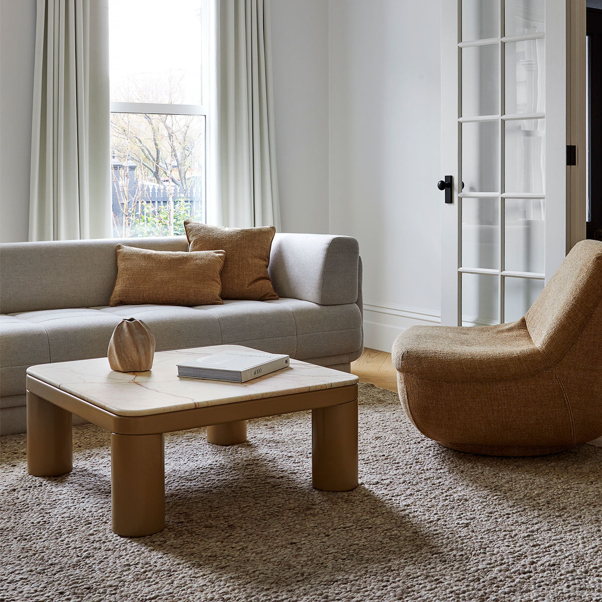 Frankie Marble Coffee Table - Modern Round Living Room Furniture for Small Spaces, Perfect for Apartments, Condos & Home Decor