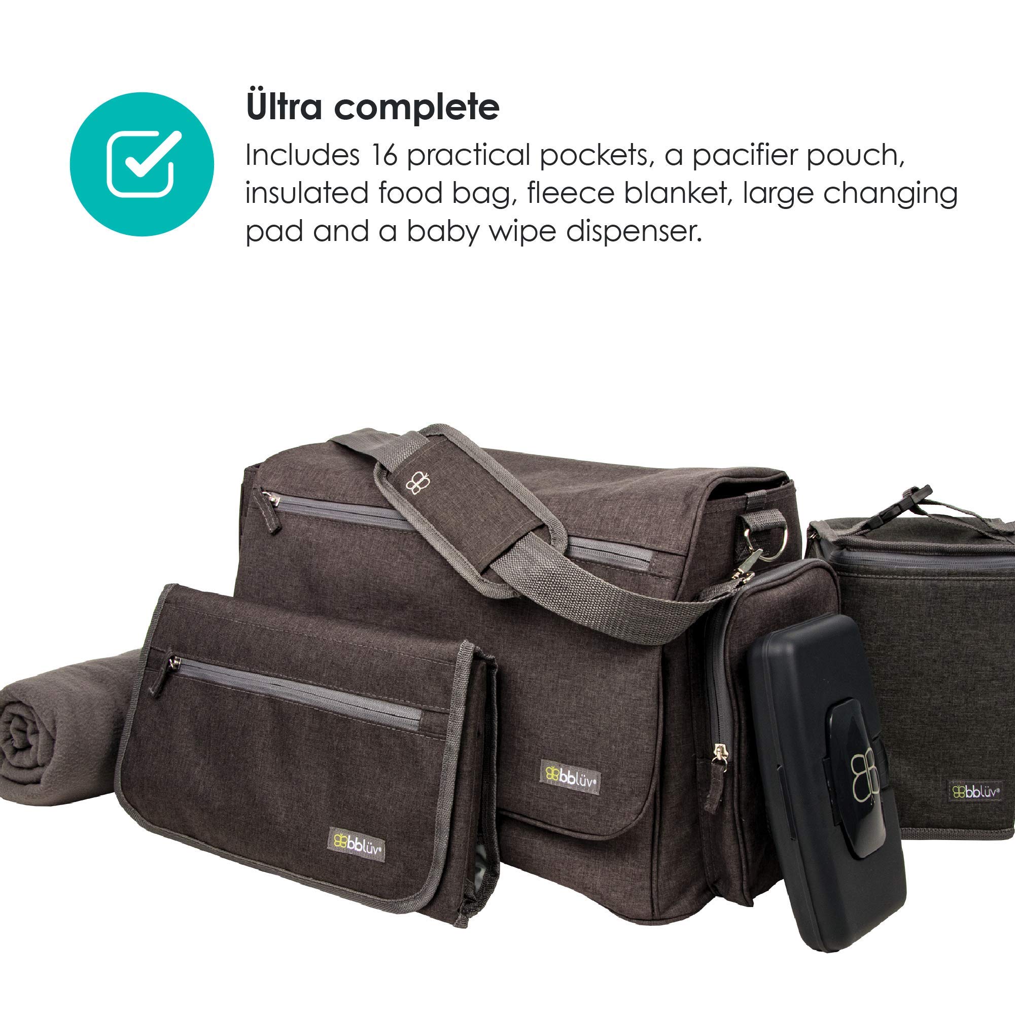 **bblüv Ültra Large Capacity Diaper Bag - Multi-Functional Travel Diaper Backpack for Moms with Changing Pad - Hands-Free Stroller, Tote & Crossbody Carry - Perfect for Baby Outings, Travel & Daily Use**