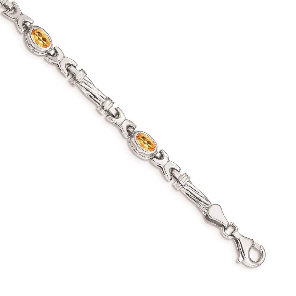 14K White Gold Citrine Bracelet for Women - Dainty Fine Jewelry Gift for Her, 7 Inch Adjustable - Perfect for Birthdays, Anniversaries & Special Occasions
