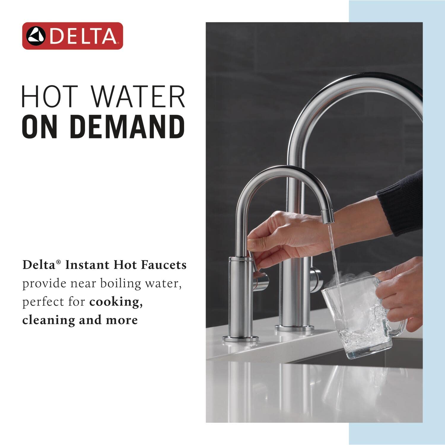 Delta 1930LF-H Chrome Instant Hot Water Dispenser Faucet - Tankless Hot Water Tap for Kitchen Sink, Coffee & Tea Making - (Tank and Filter Not Included)