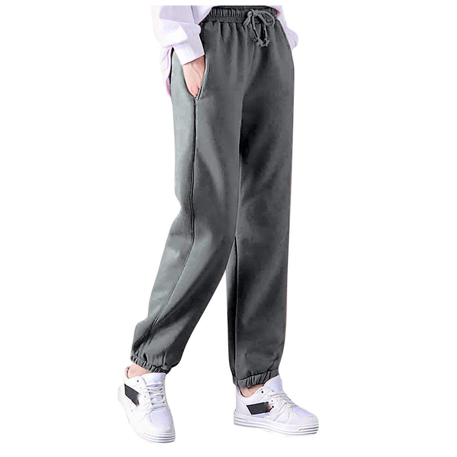 Women's Fleece Lined Sweatpants - High Waist Loose Drawstring Joggers, Warm Winter Pants, Y2K Fashion Trendy Trousers for Casual Wear, Lounge & Outdoor Activities