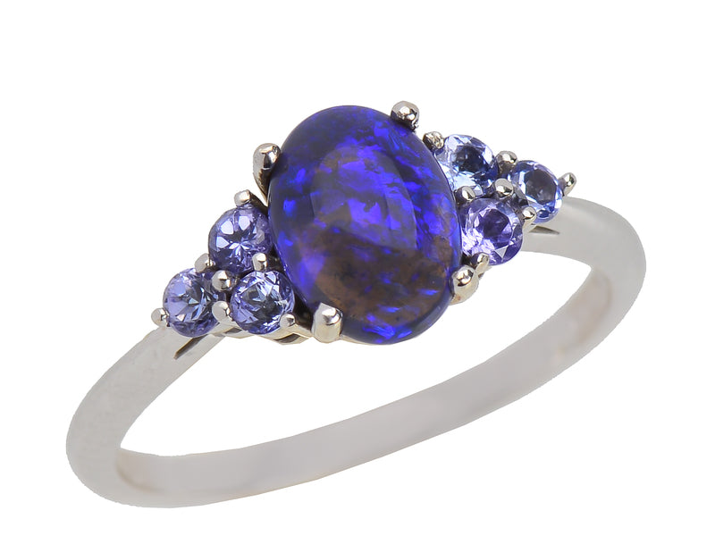 Vintage Black Opal Tanzanite Ring - 925 Sterling Silver Handmade Jewelry for Women, Elegant Gemstone Engagement & Wedding Band | Perfect for Anniversary Gifts, Date Night & Special Occasions