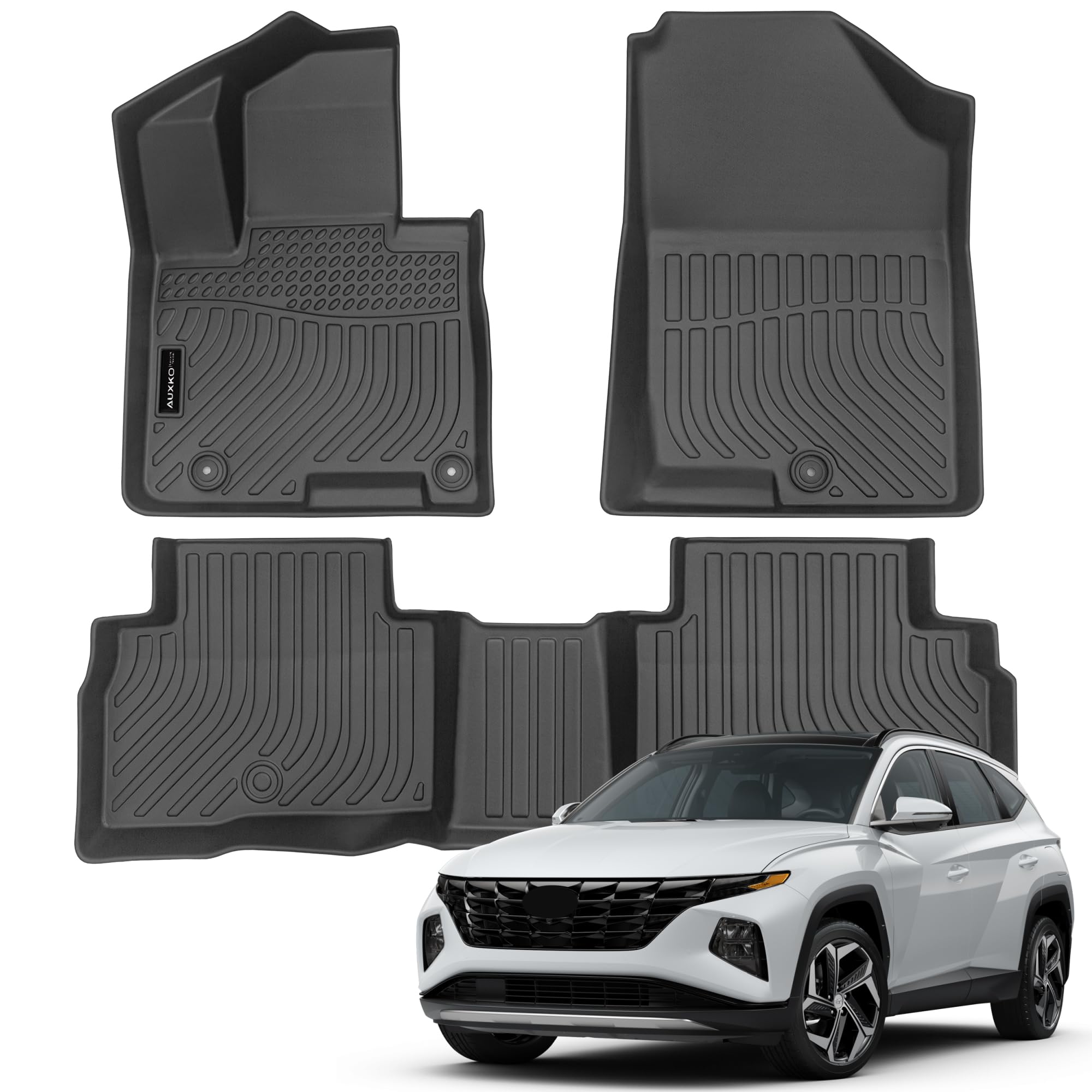 Auxko Premium TPE All-Weather Floor Mats for 2022-2025 Hyundai Tucson Hybrid (Non-Plug-In) - Odorless, Anti-Slip Car Floor Liners - Perfect for Daily Commutes, Road Trips & All-Season Protection