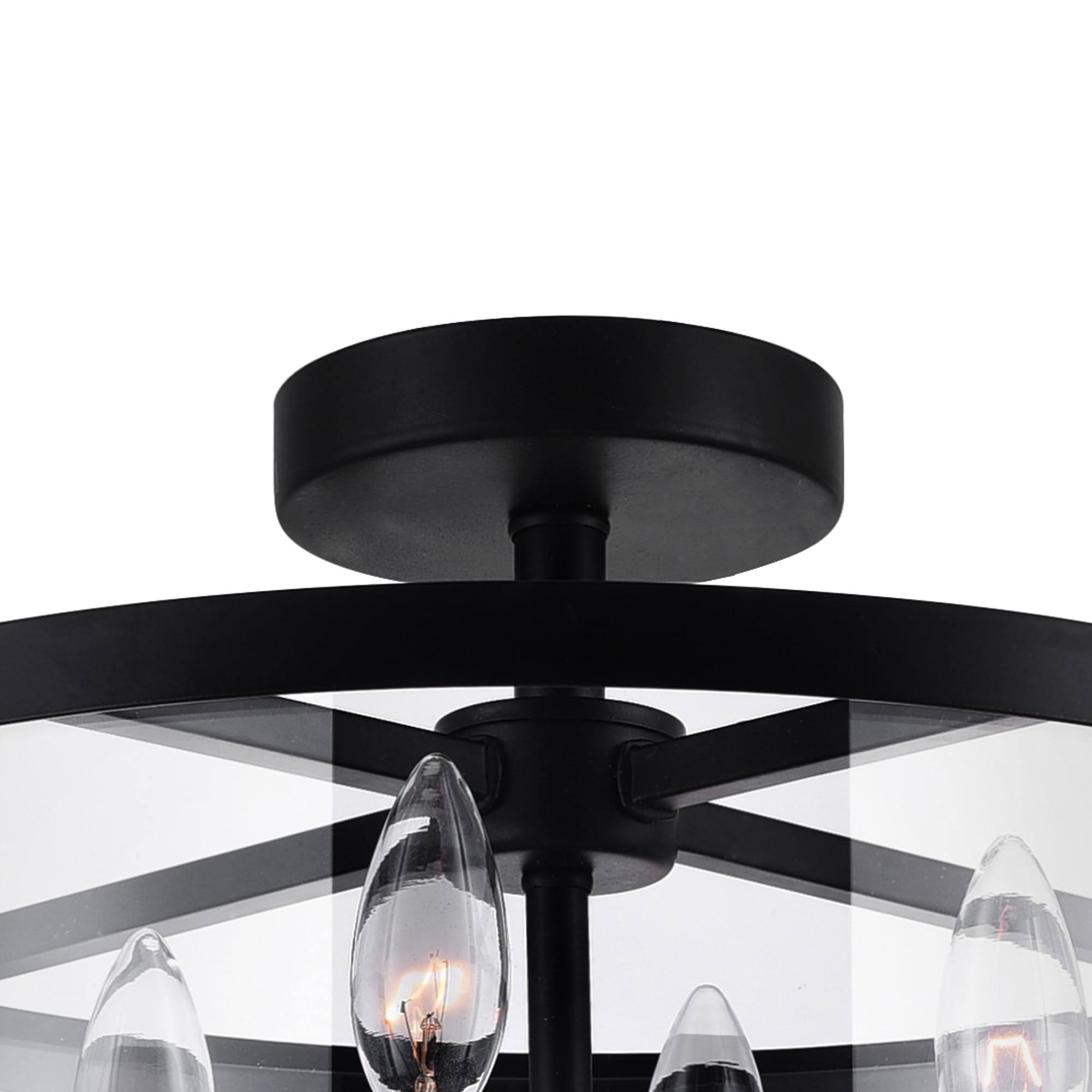 CWI Lighting Miette 4-Light Black Metal Cage Flush Mount Ceiling Light Fixture - Perfect for Bedroom, Living Room, Kitchen & Indoor Spaces