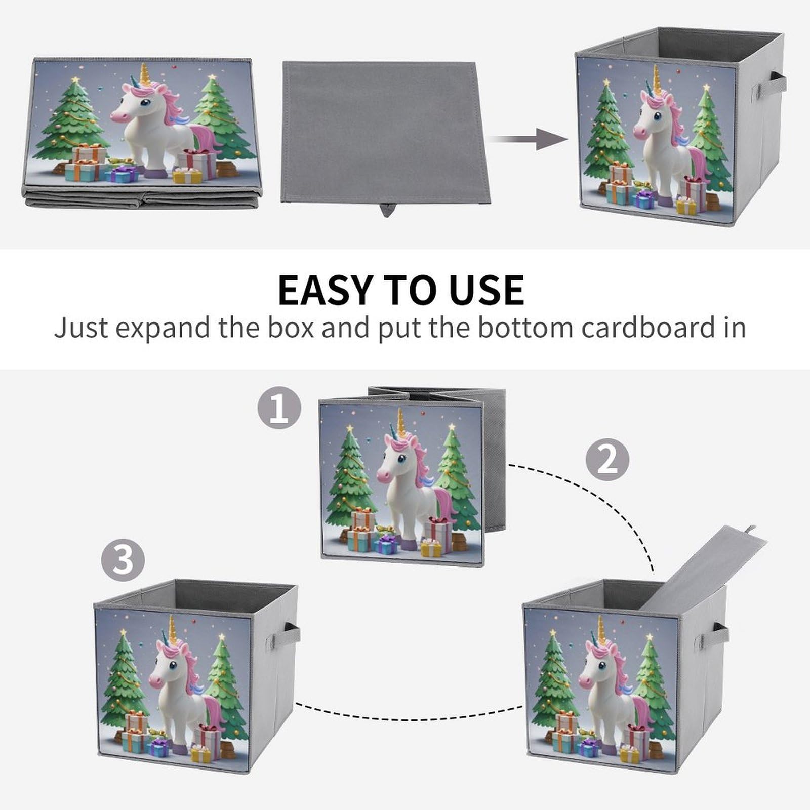 Foldable Storage Bins with Handles - Large Capacity Printed Jewelry Storage Boxes for Home, Office & Playroom Organization | Perfect for Closet, Shelf & Underbed Storage