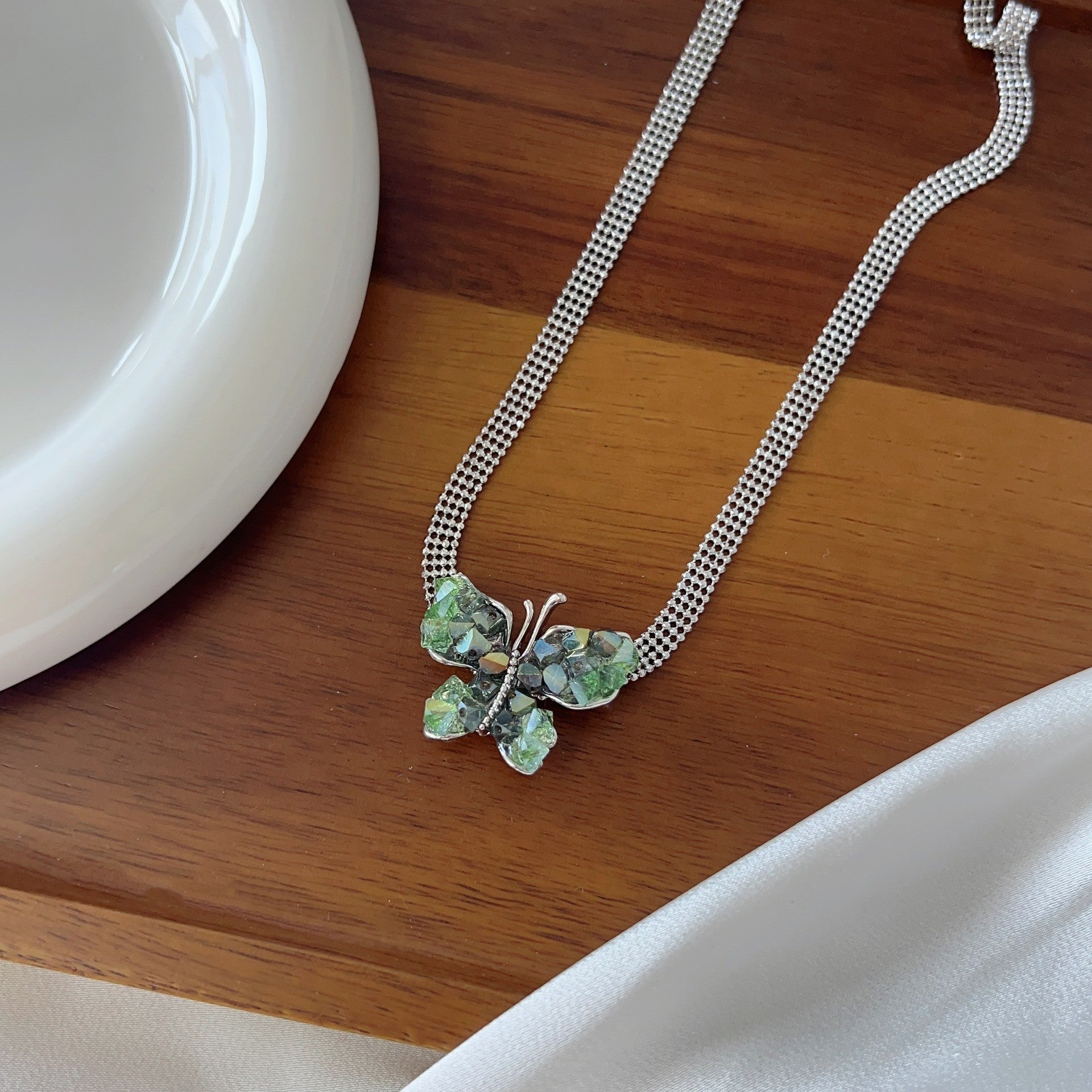 Elegant Crystal Butterfly Charm Tennis Choker Necklace for Women | Trendy Layered Necklace for Party, Date Night & Special Occasions | HN2714