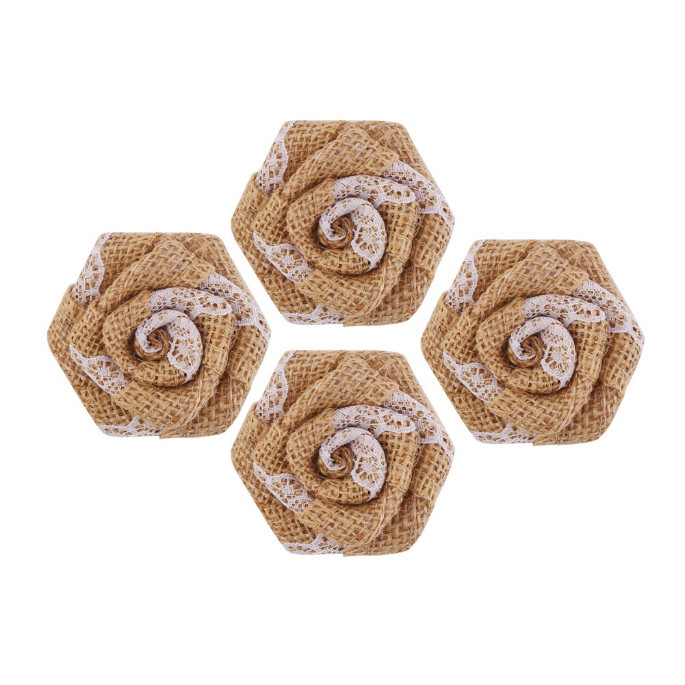 12-Piece Burlap Rose Flowers Set - Rustic Wedding Decor, DIY Craft Supplies for Bouquets, Centerpieces, and Home Decorations