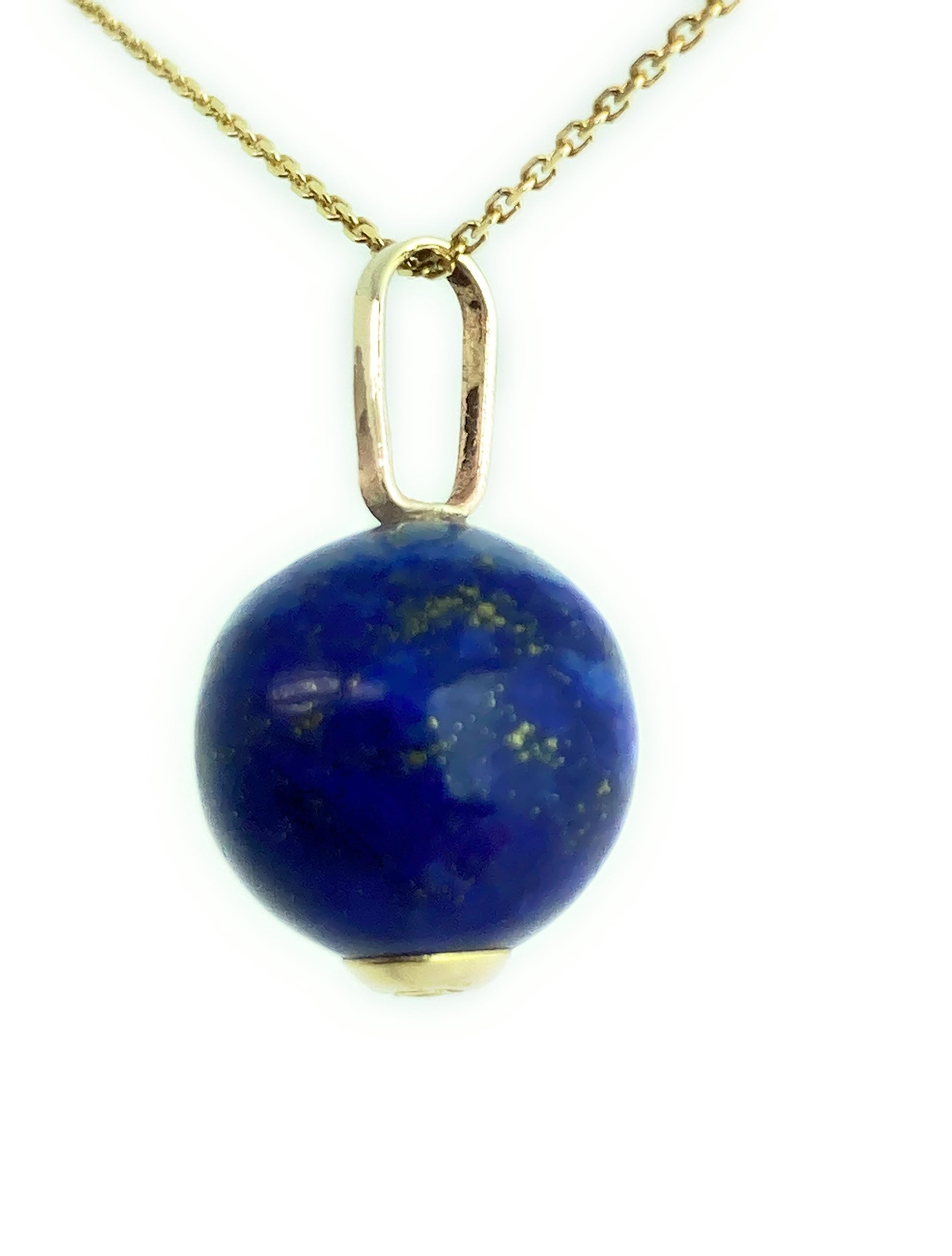 Natural Lapis Lazuli 9ct Solid Yellow Gold Pendant Necklace - Round Blue Gemstone Jewelry for Women, Gift for Her, Birthday & Anniversary Present