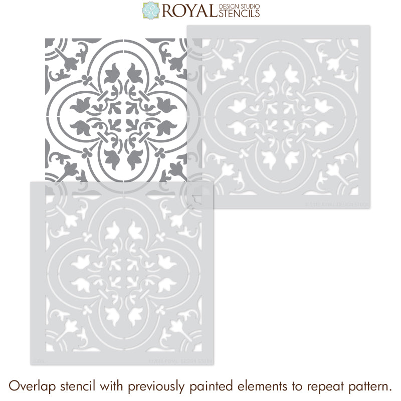 Palladium Tile Stencil - Reusable DIY Floor & Wall Stencil for Geometric Patterns - Perfect for Home Decor, Bathroom, Kitchen & Backsplash Projects
