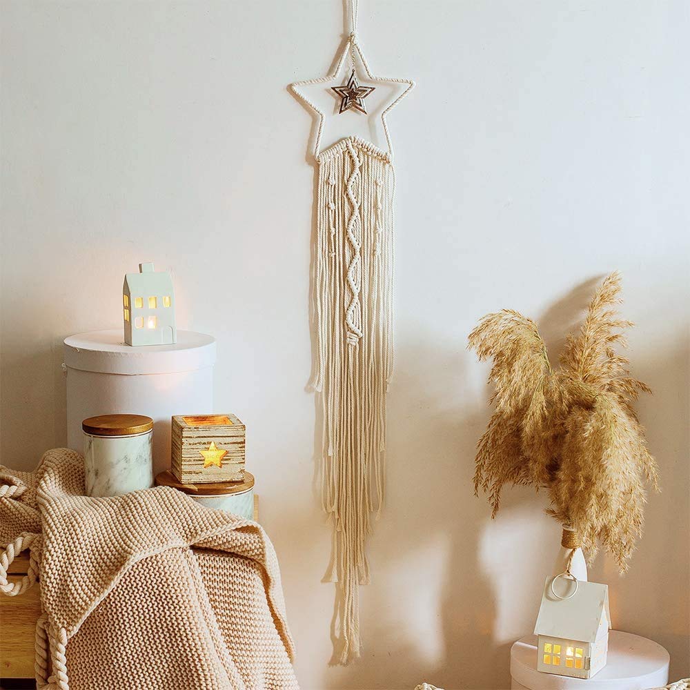 Handmade Boho Dreamcatcher Wall Hanging - Macrame Woven Wall Art Decor for Bedroom, Living Room & Nursery - Perfect Bohemian Gift for Teen Girls & Women - Spiritual Home Decor for Meditation Spaces & Dorm Rooms