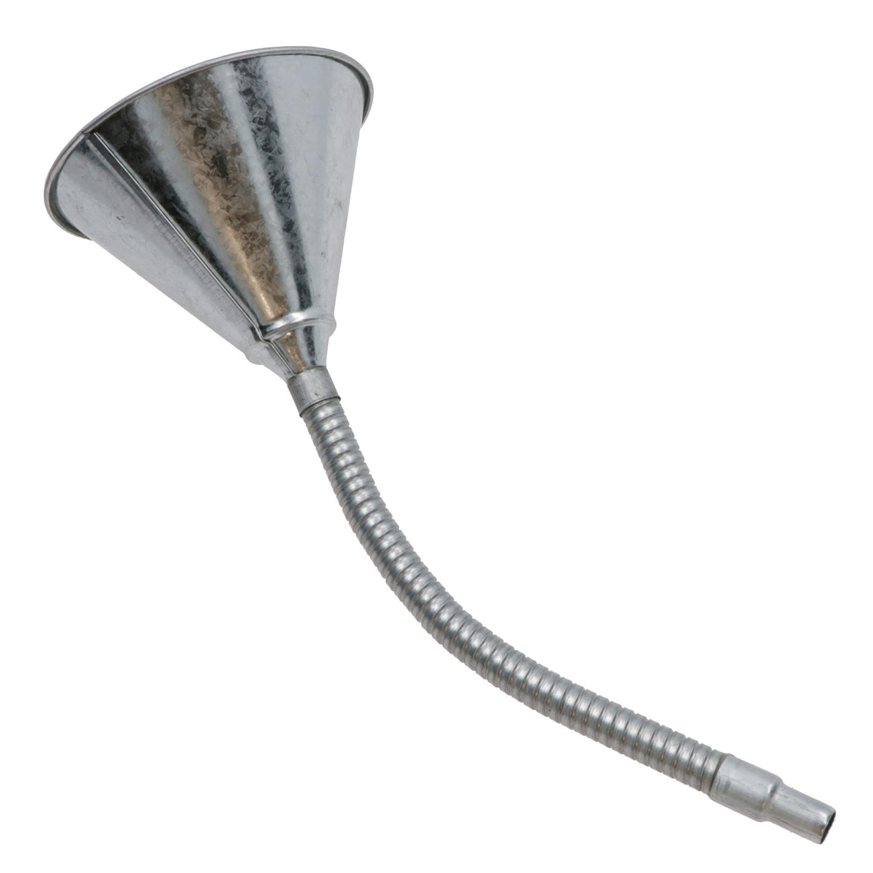 AB Tools Flexible Steel Metal Funnel with Filter - Galvanized Hose/Shaft/Pipe for Automotive, Home & Industrial Use - SIL238