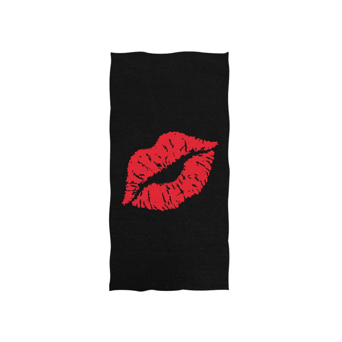 Sexy Red Lip Print Soft Bath Towel - Super Absorbent Black Hand Towel 30x15 Inches for Bathroom, Hotel, Gym & Spa - Perfect for Showers, Yoga & Relaxation